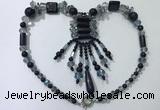 CGN813 19.5 inches chinese crystal & blue goldstone statement necklaces