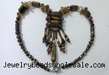 CGN816 19.5 inches chinese crystal & yellow tiger eye statement necklaces