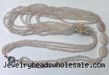 CGN845 30 inches trendy rose quartz long beaded necklaces