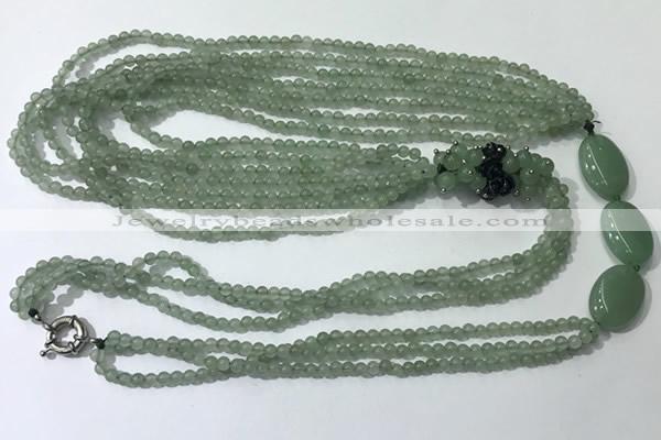 CGN846 30 inches trendy green aventurine long beaded necklaces