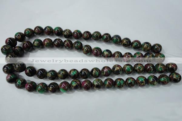 CGO04 15.5 inches 10mm round gold multi-color stone beads