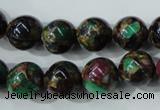 CGO05 15.5 inches 12mm round gold multi-color stone beads