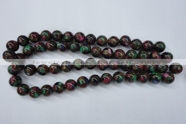 CGO07 15.5 inches 16mm round gold multi-color stone beads