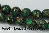 CGO103 15.5 inches 10mm round gold green color stone beads