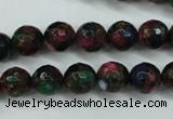 CGO11 15.5 inches 6mm faceted round gold multi-color stone beads