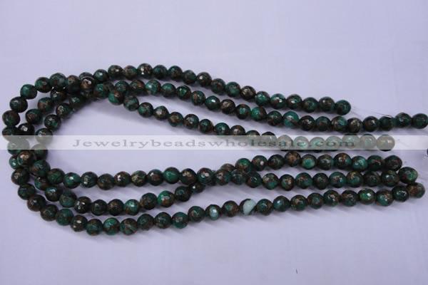 CGO111 15.5 inches 6mm faceted round gold green color stone beads