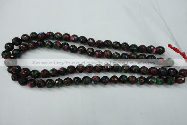 CGO12 15.5 inches 8mm faceted round gold multi-color stone beads