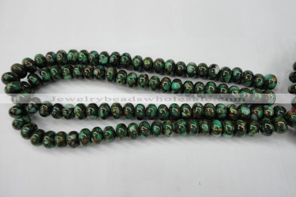 CGO121 15.5 inches 5*8mm rondelle gold green color stone beads