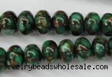 CGO122 15.5 inches 8*12mm rondelle gold green color stone beads