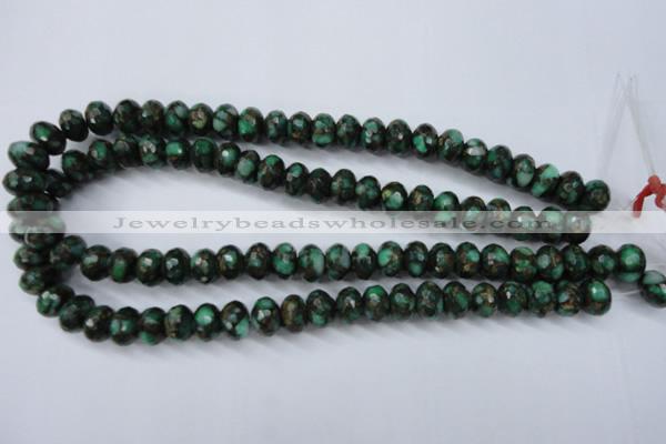 CGO125 15.5 inches 8*12mm faceted rondelle gold green color stone beads