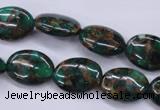 CGO146 15.5 inches 10*14mm oval gold green color stone beads