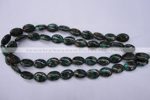 CGO146 15.5 inches 10*14mm oval gold green color stone beads