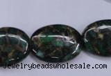 CGO150 15.5 inches 18*25mm oval gold green color stone beads