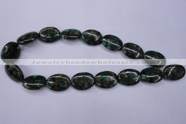 CGO150 15.5 inches 18*25mm oval gold green color stone beads