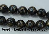 CGO163 15.5 inches 10mm round gold blue color stone beads