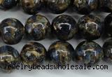 CGO167 15.5 inches 18mm round gold blue color stone beads