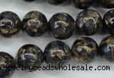 CGO168 15.5 inches 20mm round gold blue color stone beads