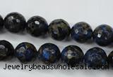 CGO174 15.5 inches 12mm faceted round gold blue color stone beads