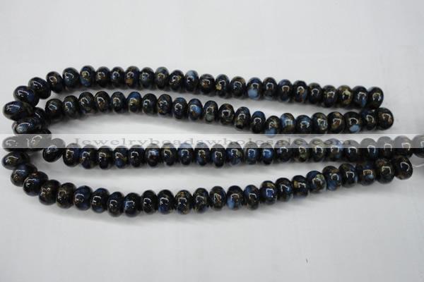 CGO182 15.5 inches 8*12mm rondelle gold blue color stone beads