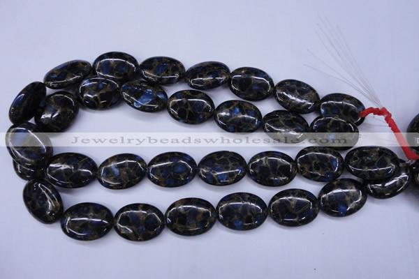 CGO207 15.5 inches 12*16mm oval gold blue color stone beads