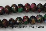 CGO25 15.5 inches 8*12mm faceted rondelle gold multi-color stone beads