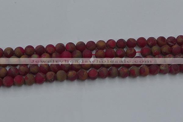 CGO252 15.5 inches 8mm round matte gold multi-color stone beads