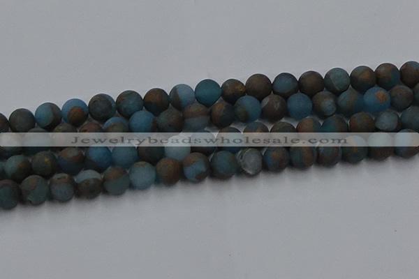 CGO259 15.5 inches 12mm round matte gold multi-color stone beads