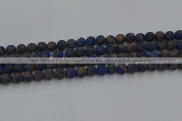 CGO262 15.5 inches 8mm round matte gold multi-color stone beads