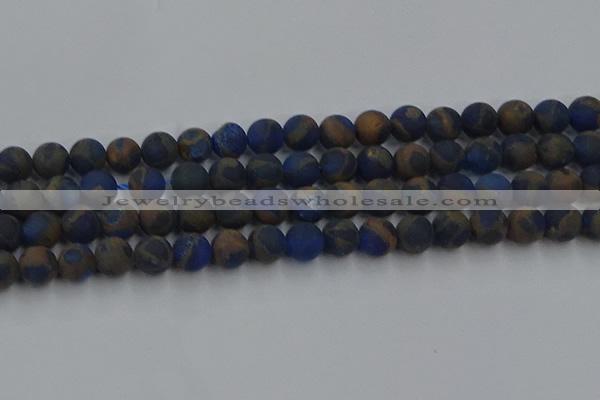 CGO263 15.5 inches 10mm round matte gold multi-color stone beads