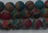 CGO266 15.5 inches 6mm round matte gold multi-color stone beads