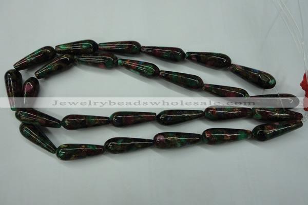 CGO28 15.5 inches 8*20mm teardrop gold multi-color stone beads