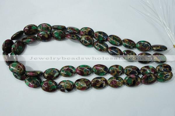 CGO40 15.5 inches 13*18mm oval gold multi-color stone beads