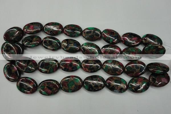 CGO42 15.5 inches 18*25mm oval gold multi-color stone beads