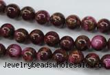 CGO52 15.5 inches 6mm round gold red color stone beads