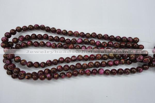 CGO52 15.5 inches 6mm round gold red color stone beads