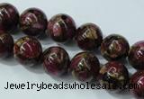 CGO54 15.5 inches 10mm round gold red color stone beads