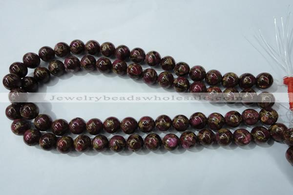 CGO54 15.5 inches 10mm round gold red color stone beads