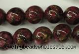 CGO56 15.5 inches 14mm round gold red color stone beads