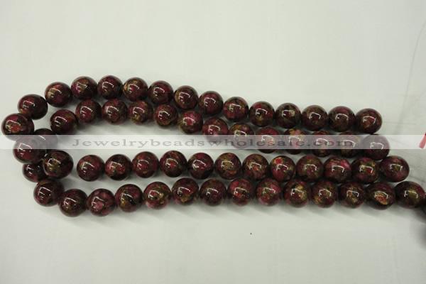 CGO57 15.5 inches 16mm round gold red color stone beads