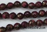 CGO62 15.5 inches 6mm faceted round gold red color stone beads