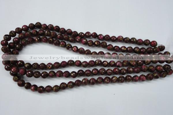 CGO62 15.5 inches 6mm faceted round gold red color stone beads