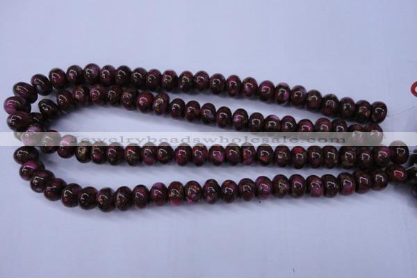 CGO72 15.5 inches 8*12mm rondelle gold red color stone beads