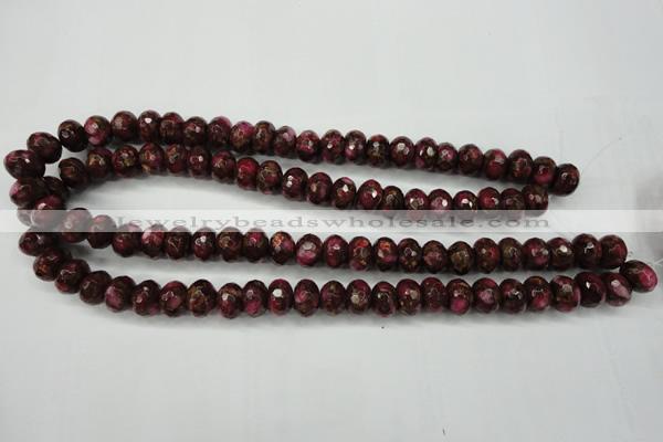 CGO75 15.5 inches 8*12mm faceted rondelle gold red color stone beads