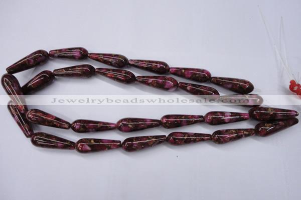 CGO78 15.5 inches 8*20mm teardrop gold red color stone beads