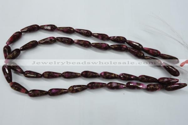 CGO84 15.5 inches 12*40mm faceted teardrop gold red color stone beads