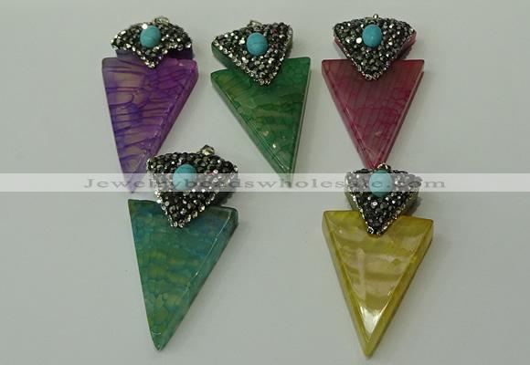 CGP108 30*55mm arrowhead agate gemstone pendants wholesale