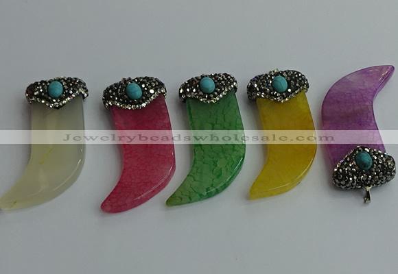 CGP128 25*58mm horn agate gemstone pendants wholesale