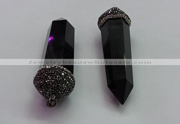 CGP1522 25*80mm - 28*90mm sticks black obsidian pendants