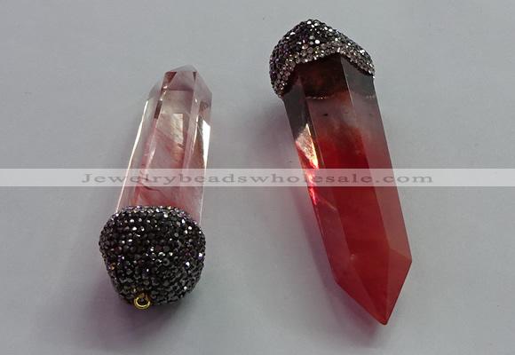 CGP1524 20*65mm - 25*80mm sticks cherry quartz gemstone pendants