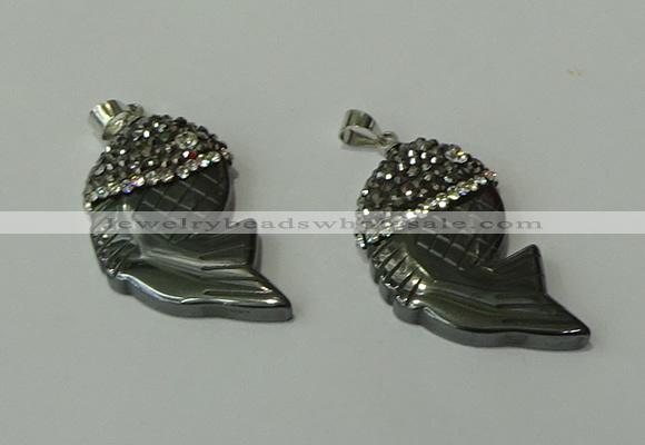 CGP153 18*35mm fish hematite gemstone pendants wholesale